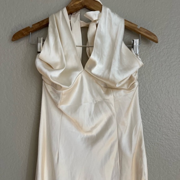 NWOT Start of Forever Ivory Satin Halter Mermaid Maxi Dress - Picture 8 of 9